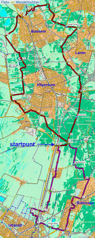 Knooppunten route Utrechtse Heuvelrug
